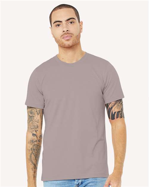Custom Embroidered BELLA + CANVAS CVC Jersey Tee 3001CVC Heather Pink Gravel