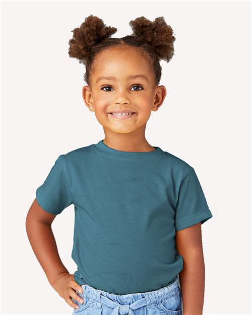 BELLA + CANVAS Toddler Jersey Tee 3001T Heather Columbia Blue Custom Embroidered Business Logo