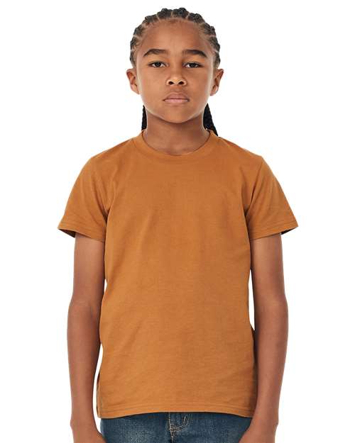Custom Embroidered BELLA + CANVAS Youth Jersey Tee 3001Y Toast