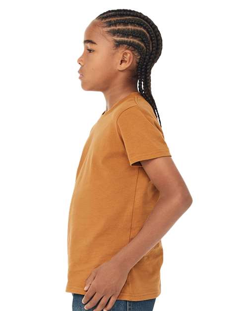 BELLA + CANVAS Youth Jersey Tee 3001Y Toast Custom Embroidered Business Logo