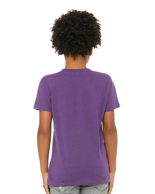 BELLA + CANVAS Youth Jersey Tee 3001Y Royal Purple Custom Embroidered Business Logo