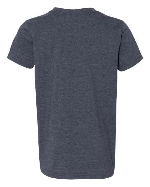 BELLA + CANVAS Youth CVC Jersey Tee 3001YCVC Heather Navy Custom Embroidered Business Logo