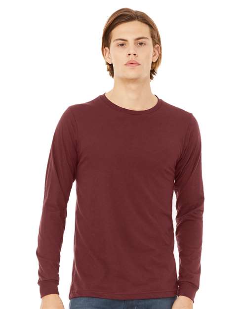 Custom Embroidered BELLA + CANVAS Heather CVC Long Sleeve Tee 3501CVC Heather Cardinal