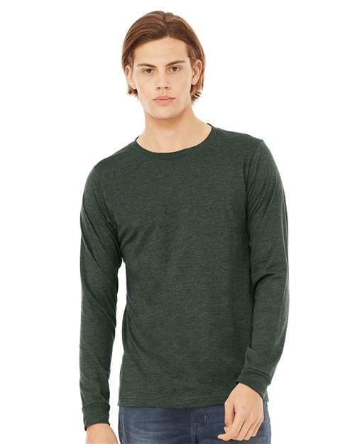 Custom Embroidered BELLA + CANVAS Heather CVC Long Sleeve Tee 3501CVC Heather Forest