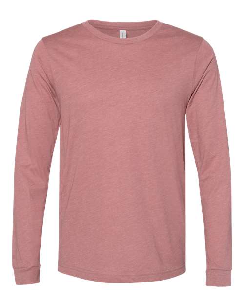 BELLA + CANVAS Heather CVC Long Sleeve Tee 3501CVC Heather Mauve Custom Embroidered Business Logo