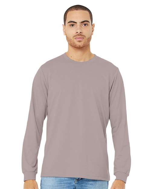 Custom Embroidered BELLA + CANVAS Heather CVC Long Sleeve Tee 3501CVC Heather Pink Gravel