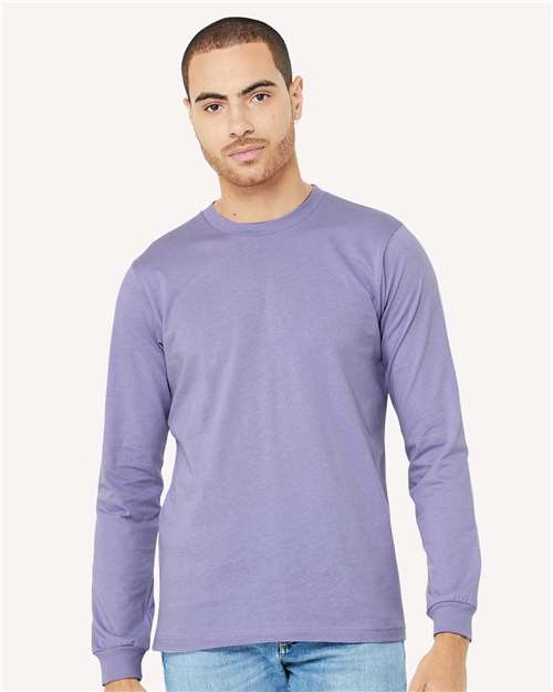 Custom Embroidered BELLA + CANVAS Jersey Long Sleeve Tee 3501 Dark Lavender