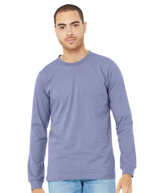 Custom Embroidered BELLA + CANVAS Jersey Long Sleeve Tee 3501 Lavender Blue