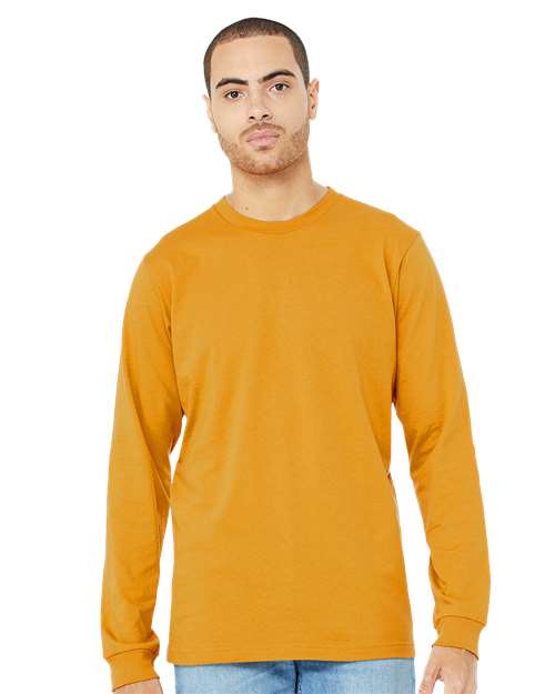 Custom Embroidered BELLA + CANVAS Jersey Long Sleeve Tee 3501 Mustard