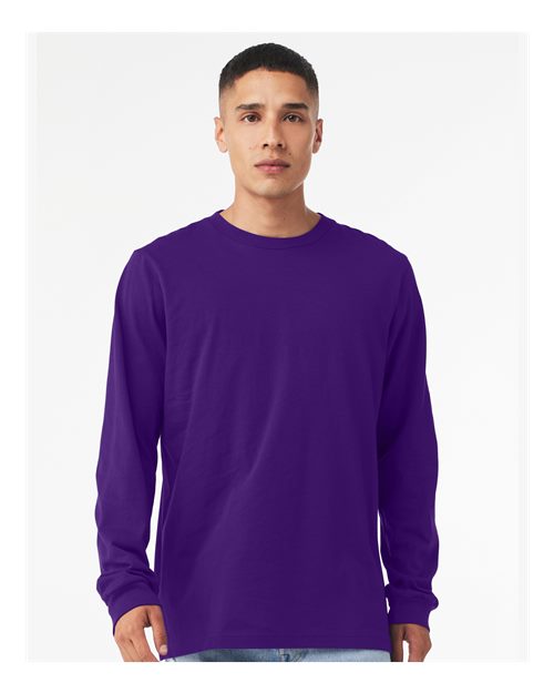 Custom Embroidered BELLA + CANVAS Jersey Long Sleeve Tee 3501 Team Purple