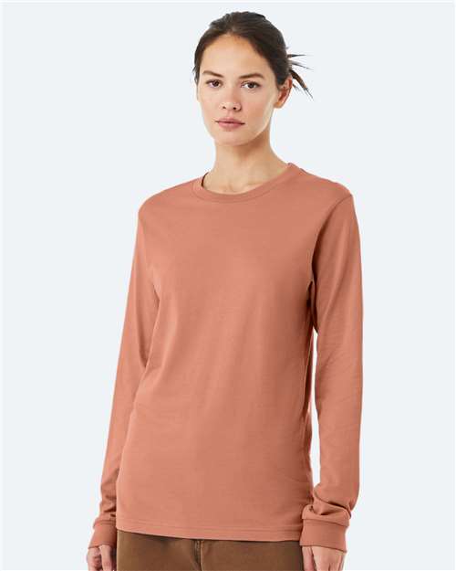 Custom Embroidered BELLA + CANVAS Jersey Long Sleeve Tee 3501 Terracotta