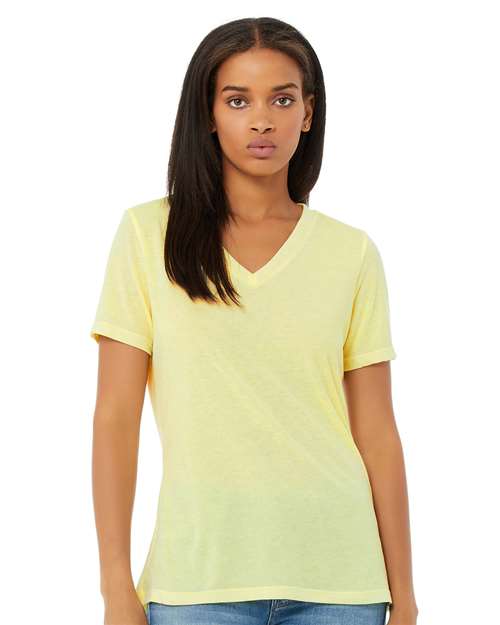 Custom Embroidered BELLA + CANVAS Women's Relaxed Triblend Short Sleeve V-Neck Tee 6415