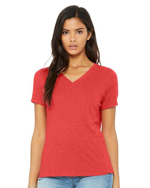 Custom Embroidered BELLA + CANVAS Women's Relaxed Triblend Short Sleeve V-Neck Tee 6415