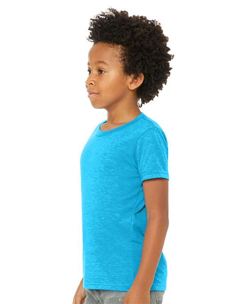 BELLA + CANVAS Youth CVC Jersey Tee 3001YCVC Neon Blue Custom Embroidered Business Logo
