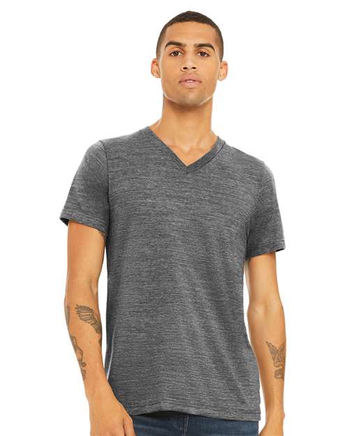 Custom Embroidered BELLA + CANVAS Textured Jersey V-Neck Tee 3655