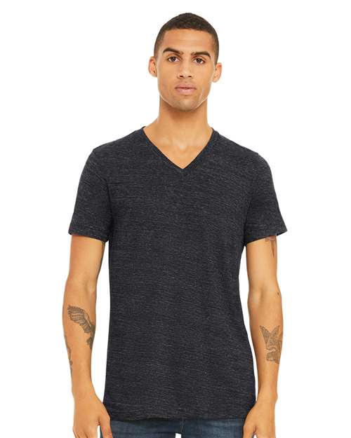 Custom Embroidered BELLA + CANVAS Textured Jersey V-Neck Tee 3655