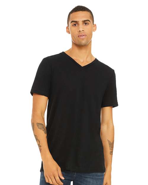 Custom Embroidered BELLA + CANVAS Textured Jersey V-Neck Tee 3655