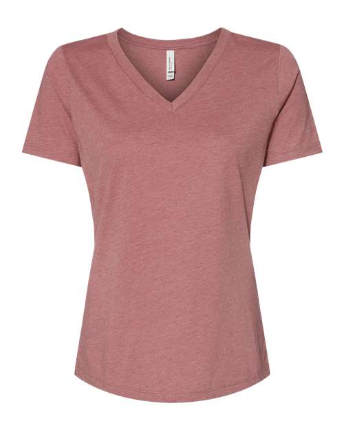 BELLA + CANVAS Women's Relaxed Heather CVC V-Neck Tee 6405CVC Custom Embroidered Business Logo