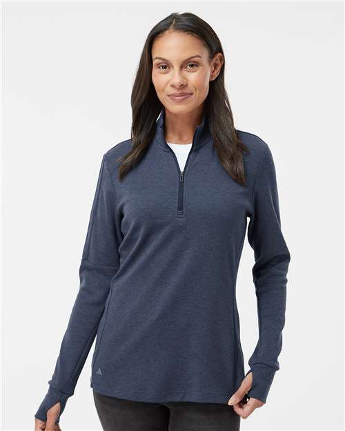 Custom Embroidered Adidas Women's 3-Stripes Quarter-Zip Sweater A555
