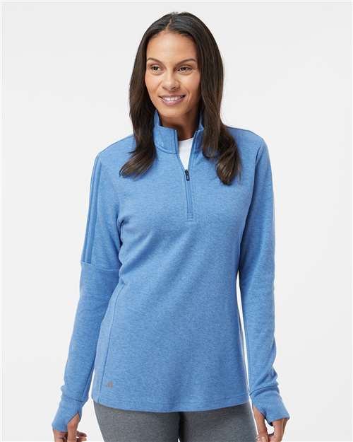 Custom Embroidered Adidas Women's 3-Stripes Quarter-Zip Sweater A555