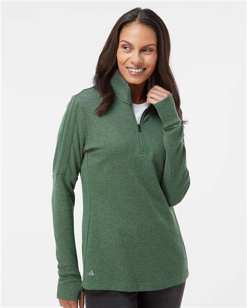 Custom Embroidered Adidas Women's 3-Stripes Quarter-Zip Sweater A555