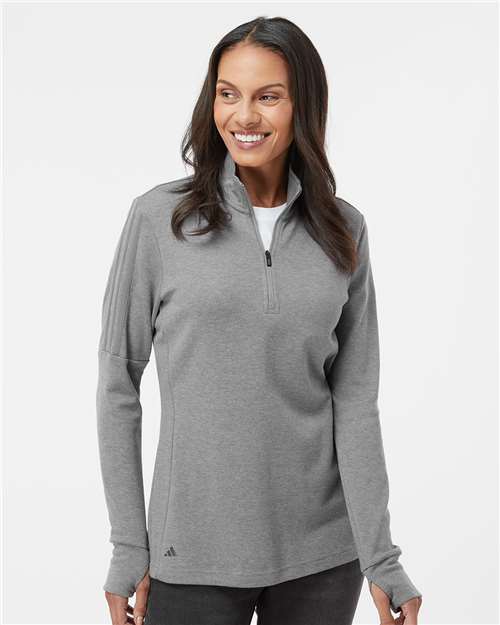 Custom Embroidered Adidas Women's 3-Stripes Quarter-Zip Sweater A555