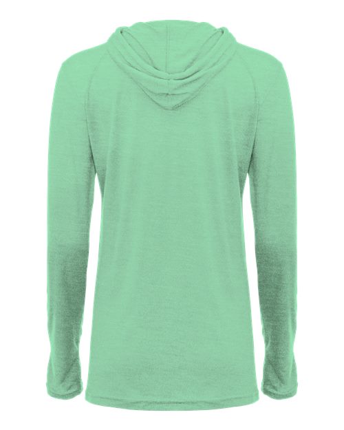 Badger Women's Tri-Blend Surplice Long Sleeve Hooded T-Shirt 4965 Mint
