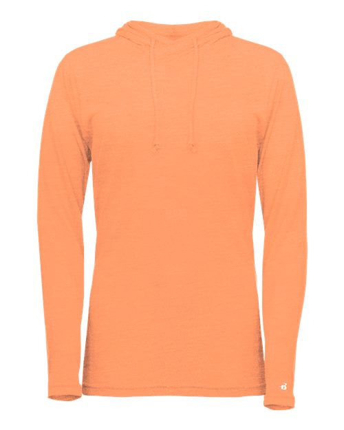 Badger Women's Tri-Blend Surplice Long Sleeve Hooded T-Shirt 4965 Peach