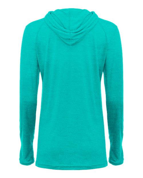 Badger Women's Tri-Blend Surplice Long Sleeve Hooded T-Shirt 4965 Turquoise