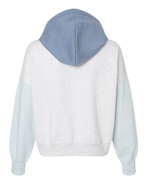 MV Sport Women's Sueded Fleece Colorblocked Crop Hooded Sweatshirt W23716