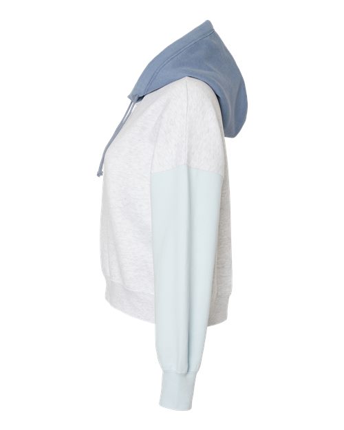 MV Sport Women's Sueded Fleece Colorblocked Crop Hooded Sweatshirt W23716