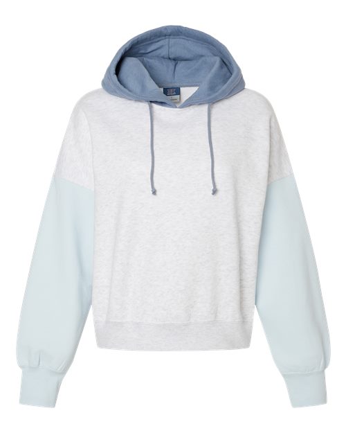 MV Sport Women's Sueded Fleece Colorblocked Crop Hooded Sweatshirt W23716