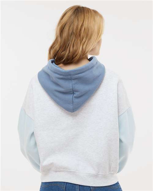 MV Sport Women's Sueded Fleece Colorblocked Crop Hooded Sweatshirt W23716