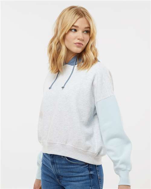 MV Sport Women's Sueded Fleece Colorblocked Crop Hooded Sweatshirt W23716