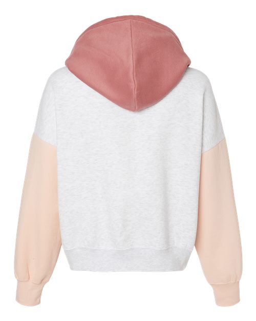 MV Sport Women's Sueded Fleece Colorblocked Crop Hooded Sweatshirt W23716