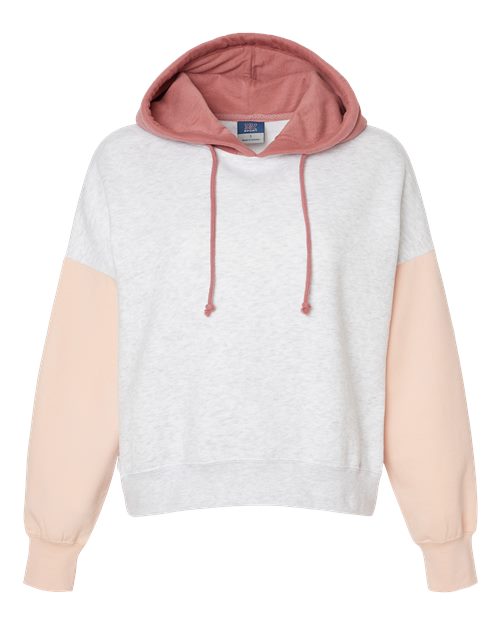 MV Sport Women's Sueded Fleece Colorblocked Crop Hooded Sweatshirt W23716