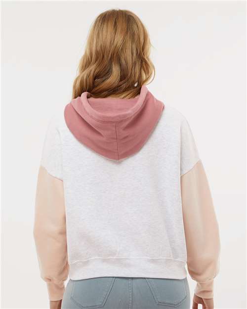 MV Sport Women's Sueded Fleece Colorblocked Crop Hooded Sweatshirt W23716