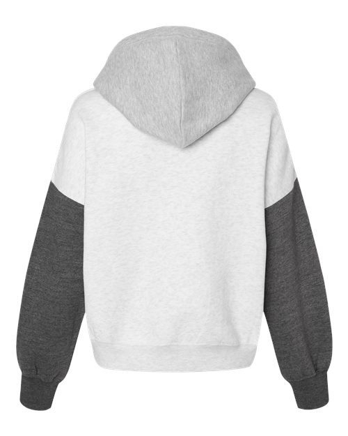 MV Sport Women's Sueded Fleece Colorblocked Crop Hooded Sweatshirt W23716