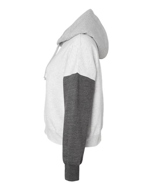 MV Sport Women's Sueded Fleece Colorblocked Crop Hooded Sweatshirt W23716
