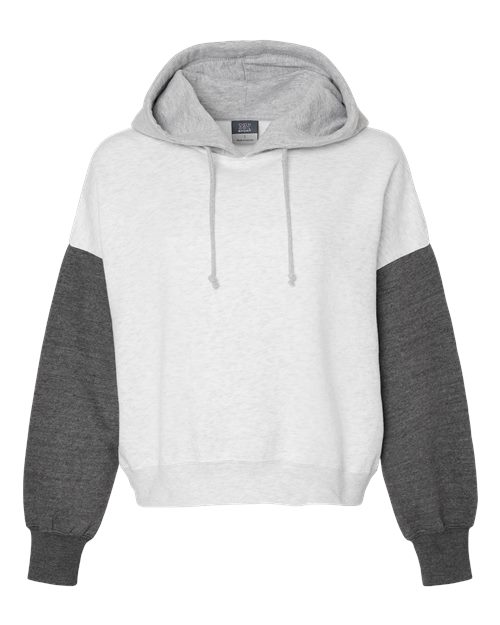 MV Sport Women's Sueded Fleece Colorblocked Crop Hooded Sweatshirt W23716