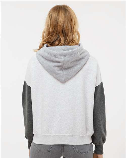 MV Sport Women's Sueded Fleece Colorblocked Crop Hooded Sweatshirt W23716
