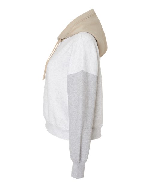MV Sport Women's Sueded Fleece Colorblocked Crop Hooded Sweatshirt W23716
