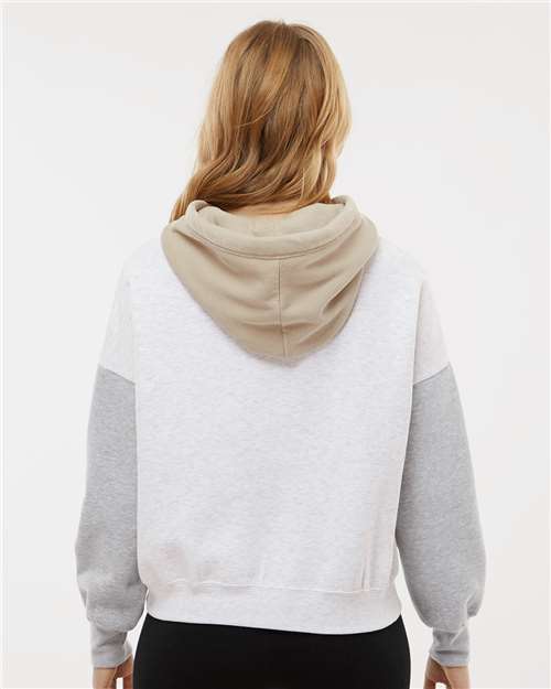 MV Sport Women's Sueded Fleece Colorblocked Crop Hooded Sweatshirt W23716
