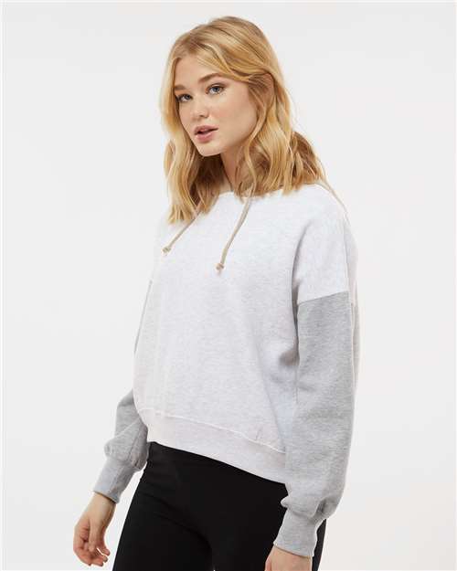 MV Sport Women's Sueded Fleece Colorblocked Crop Hooded Sweatshirt W23716