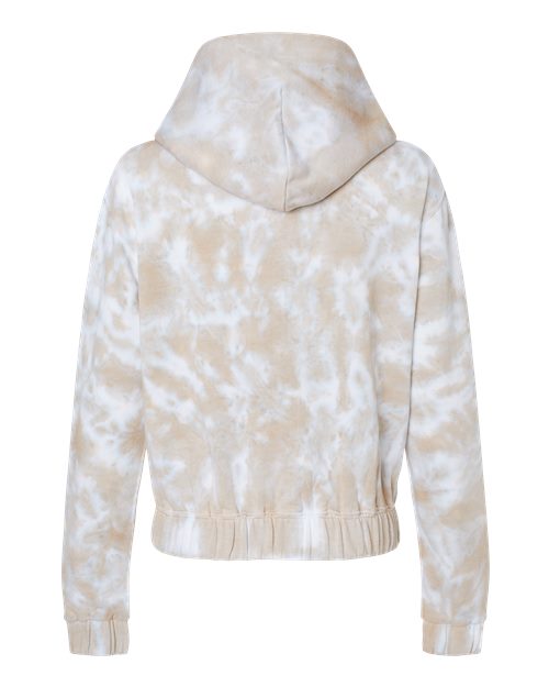 MV Sport Women's Sueded Fleece Tie-Dyed Crop Hooded Sweatshirt W23718