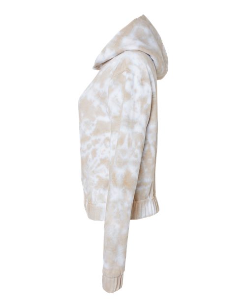 MV Sport Women's Sueded Fleece Tie-Dyed Crop Hooded Sweatshirt W23718