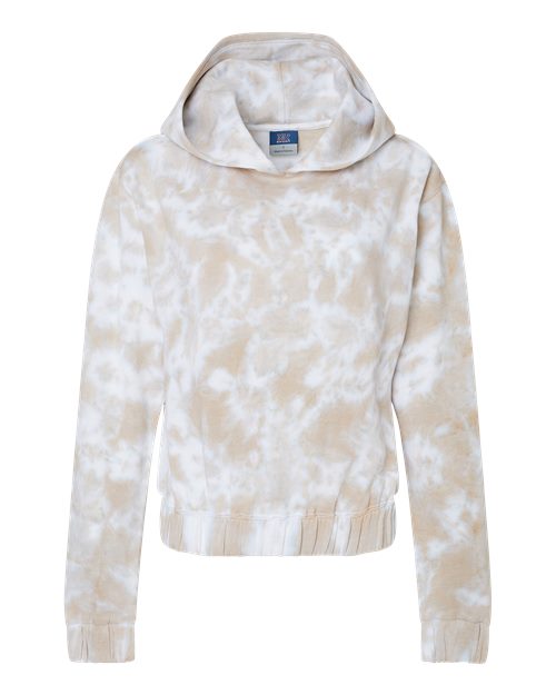 MV Sport Women's Sueded Fleece Tie-Dyed Crop Hooded Sweatshirt W23718