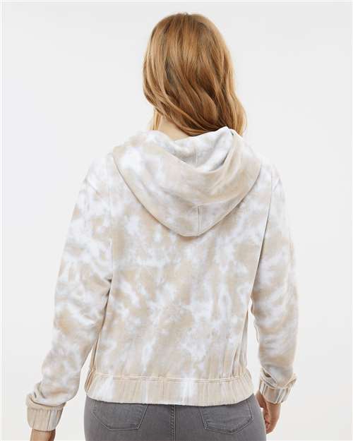 MV Sport Women's Sueded Fleece Tie-Dyed Crop Hooded Sweatshirt W23718