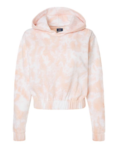 MV Sport Women's Sueded Fleece Tie-Dyed Crop Hooded Sweatshirt W23718