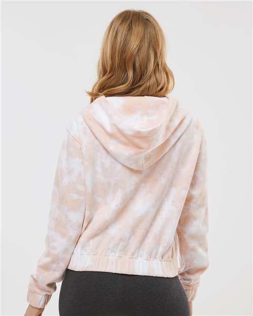 MV Sport Women's Sueded Fleece Tie-Dyed Crop Hooded Sweatshirt W23718